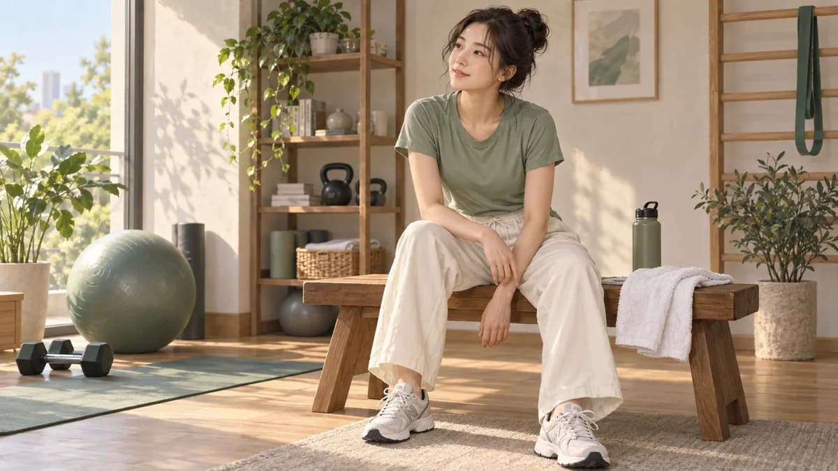 운동 뒤 벤치에 앉아 잠시 쉬는 사람 일러스트